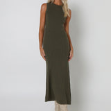 BRIT KNIT MAXI DRESS - KHAKI