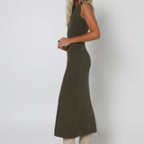 BRIT KNIT MAXI DRESS - KHAKI