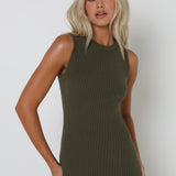 BRIT KNIT MAXI DRESS - KHAKI