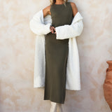 BRIT KNIT MAXI DRESS - KHAKI