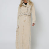 HUTTON BIKER JACKET - BEIGE DENIM