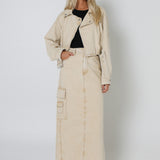 HUTTON BIKER JACKET - BEIGE DENIM
