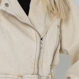 HUTTON BIKER JACKET - BEIGE DENIM