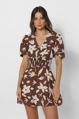 IRIS MNI DRESS - CHOC FLORAL