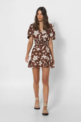 IRIS MNI DRESS - CHOC FLORAL