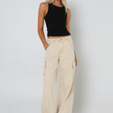JUDE CARGO PANTS - BEIGE DENIM