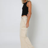 JUDE CARGO PANTS - BEIGE DENIM