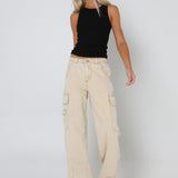 JUDE CARGO PANTS - BEIGE DENIM