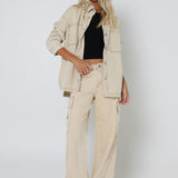 JUDE CARGO PANTS - BEIGE DENIM