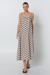 KATIE MAXI DRESS - CHOC SUN PRINT