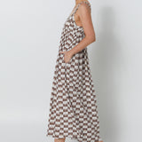KATIE MAXI DRESS - CHOC SUN PRINT