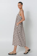 KATIE MAXI DRESS - CHOC SUN PRINT