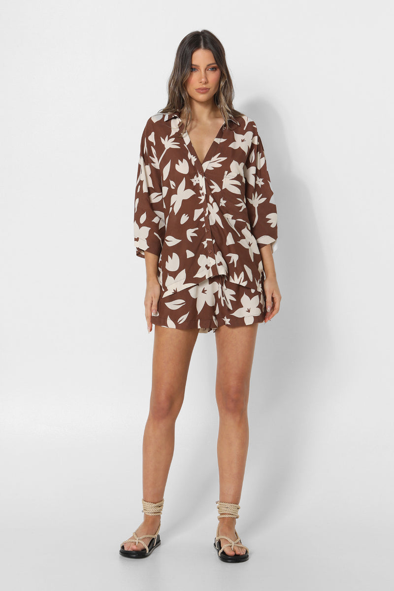 KOKO SHIRT - CHOC FLORAL