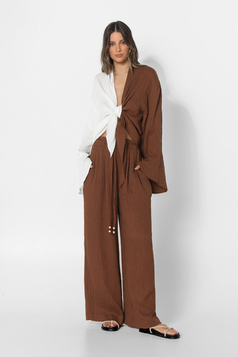 LARA SHIRT - WHITE/CACAO