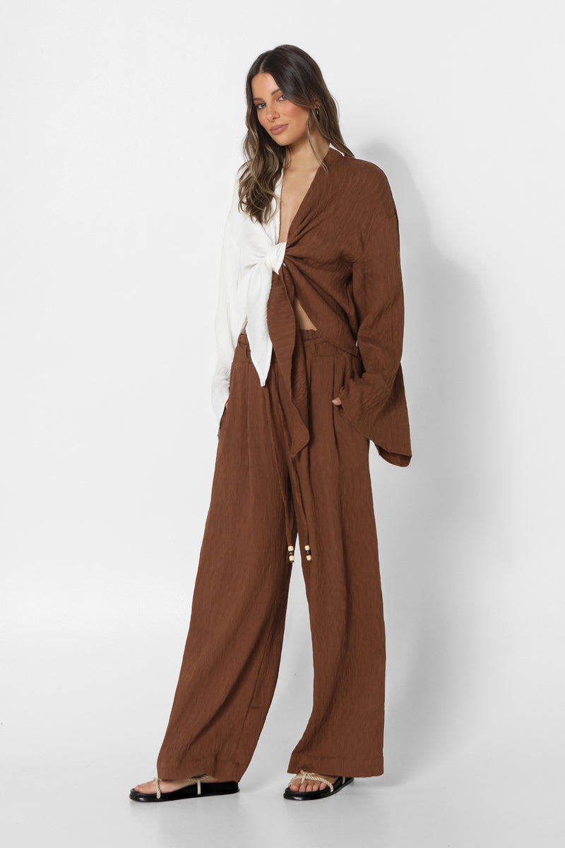 LARA SHIRT - WHITE/CACAO