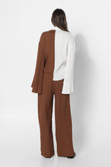 LARA SHIRT - WHITE/CACAO