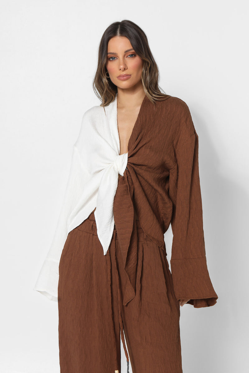 LARA SHIRT - WHITE/CACAO