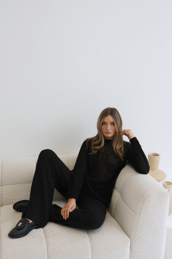 MIYA KNIT PANTS - BLACK