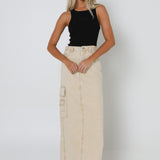 OSLO MAXI SKIRT | BEIGE DENIM