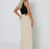 OSLO MAXI SKIRT | BEIGE DENIM
