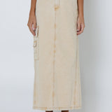OSLO MAXI SKIRT | BEIGE DENIM