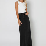 OSLO MAXI SKIRT | BLACK DENIM