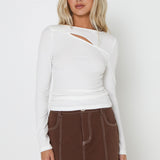 POPPY RIBBED TOP - WHITE