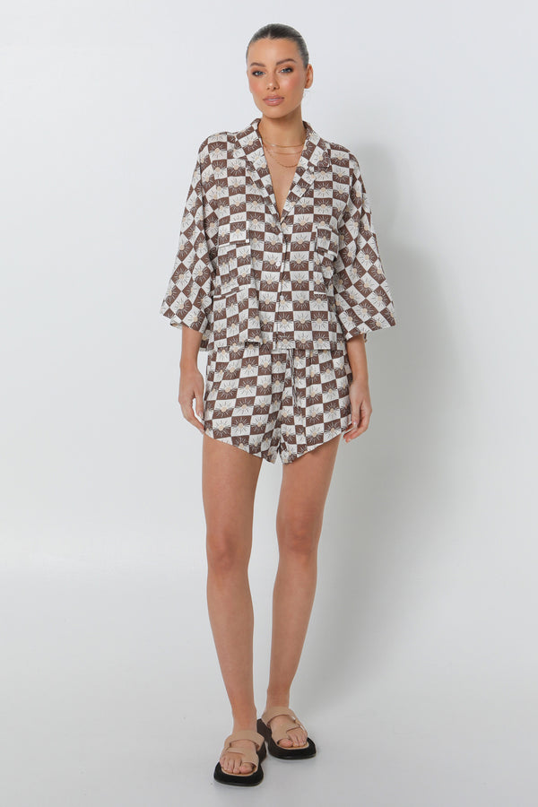 SUNDOWN SHIRT - CHOC SUN PRINT