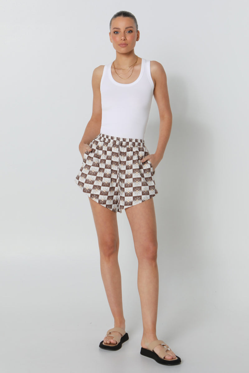 SUNDOWN SHORT - CHOC SUN PRINT