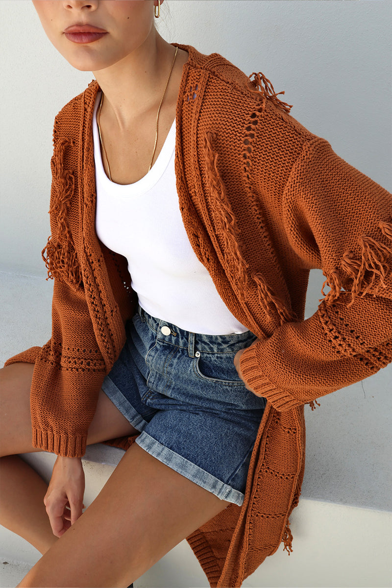 SERAFINA KNIT CARDIGAN - RUST