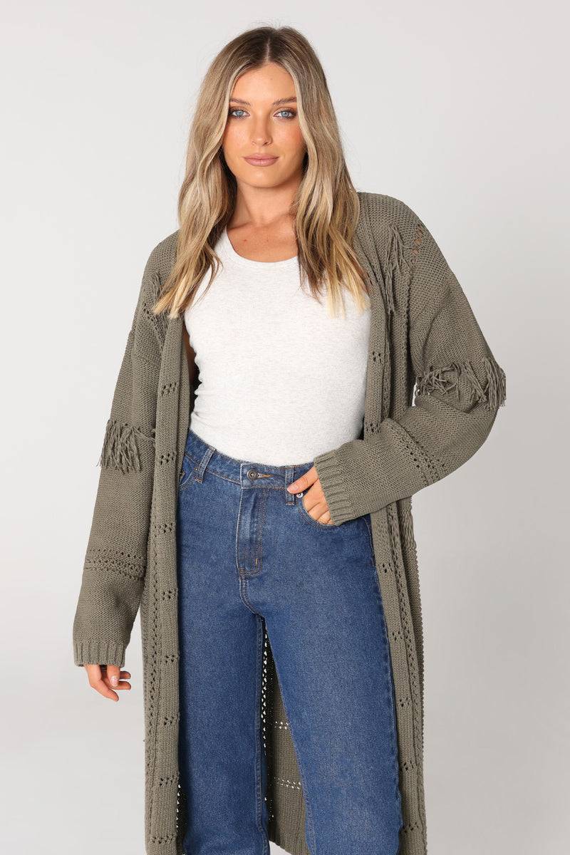 SERAFINA KNIT CARDIGAN - KHAKI