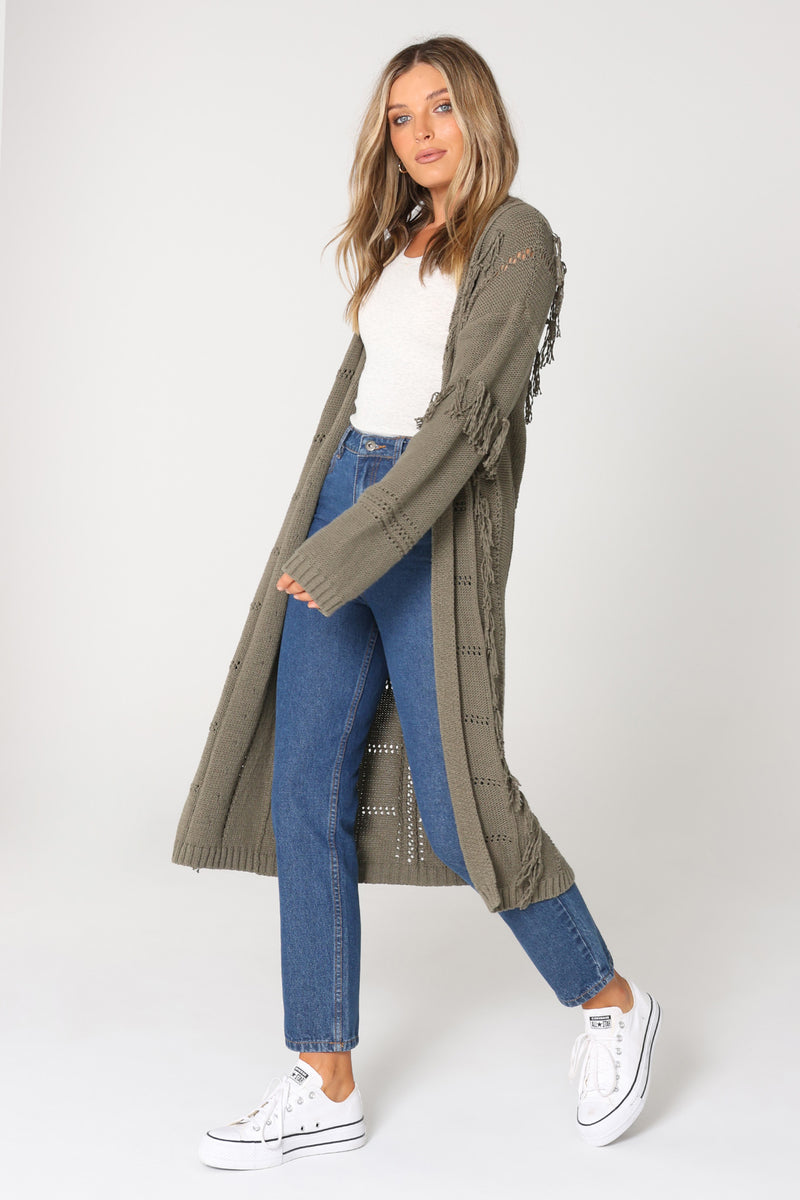 SERAFINA KNIT CARDIGAN - KHAKI