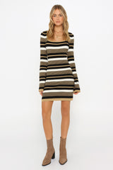 TULA KNIT MINI DRESS - DARK STRIPE
