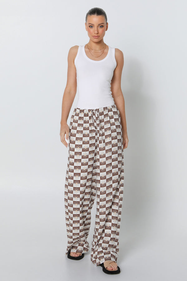 ZENI PANTS - CHOC SUN PRINT