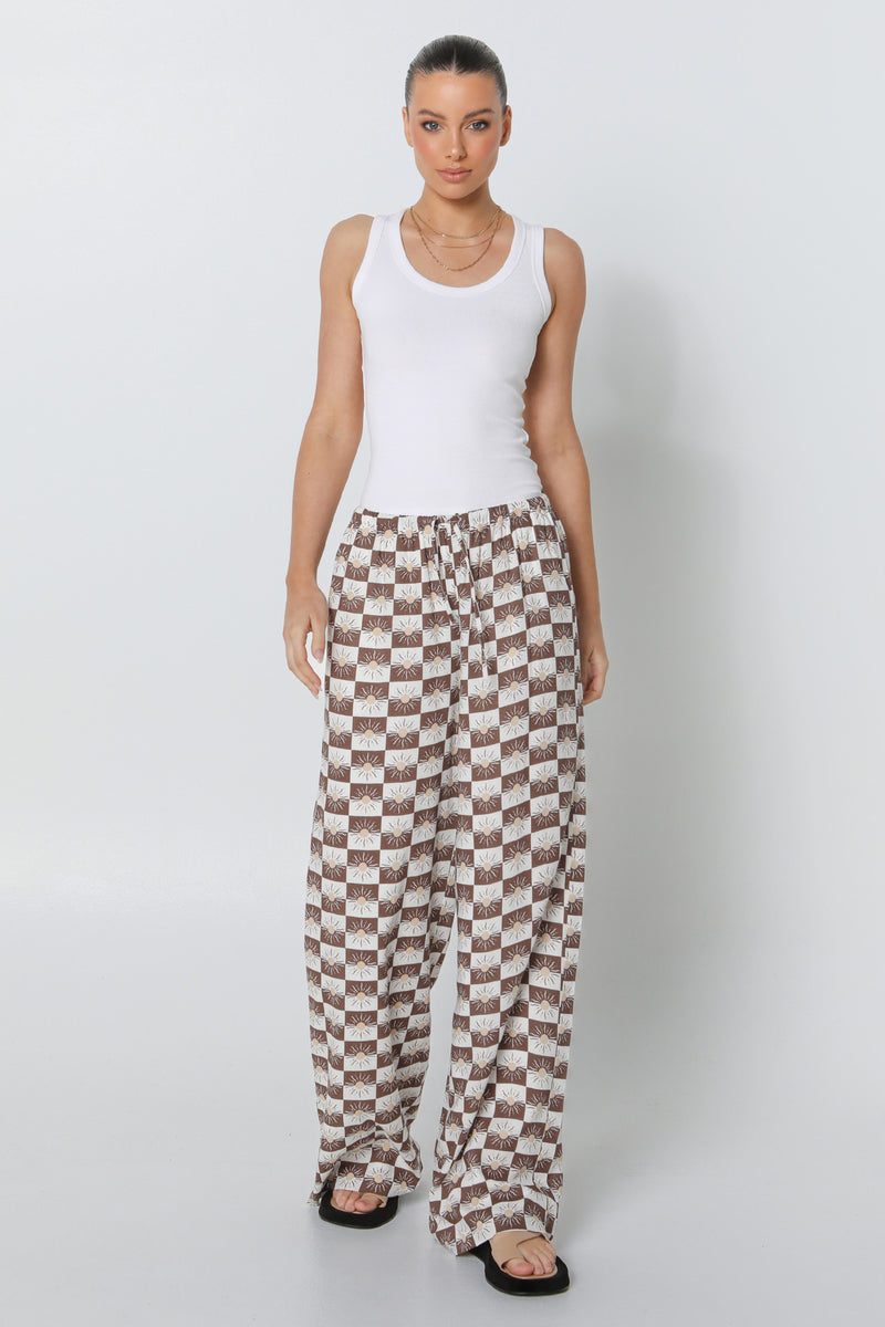 ZENI PANTS - CHOC SUN PRINT
