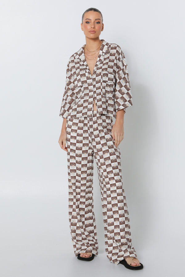ZENI PANTS - CHOC SUN PRINT