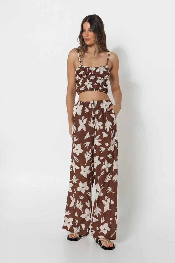 ZENI PANTS - CHOC FLORAL