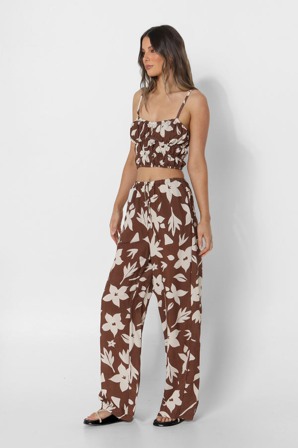 ZENI PANTS - CHOC FLORAL