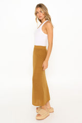 EVERLY KNIT MIDI SKIRT - LIGHT MUSTARD