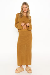 EVERLY KNIT TOP - LIGHT MUSTARD