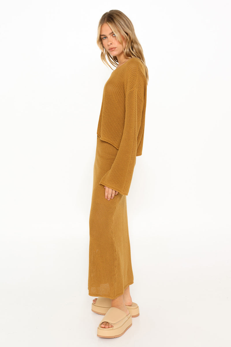 EVERLY KNIT TOP - LIGHT MUSTARD