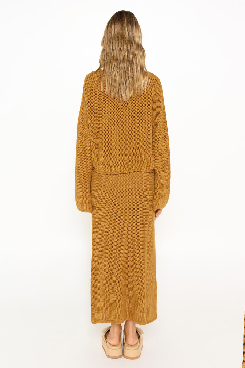 EVERLY KNIT TOP - LIGHT MUSTARD