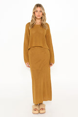 EVERLY KNIT TOP - LIGHT MUSTARD