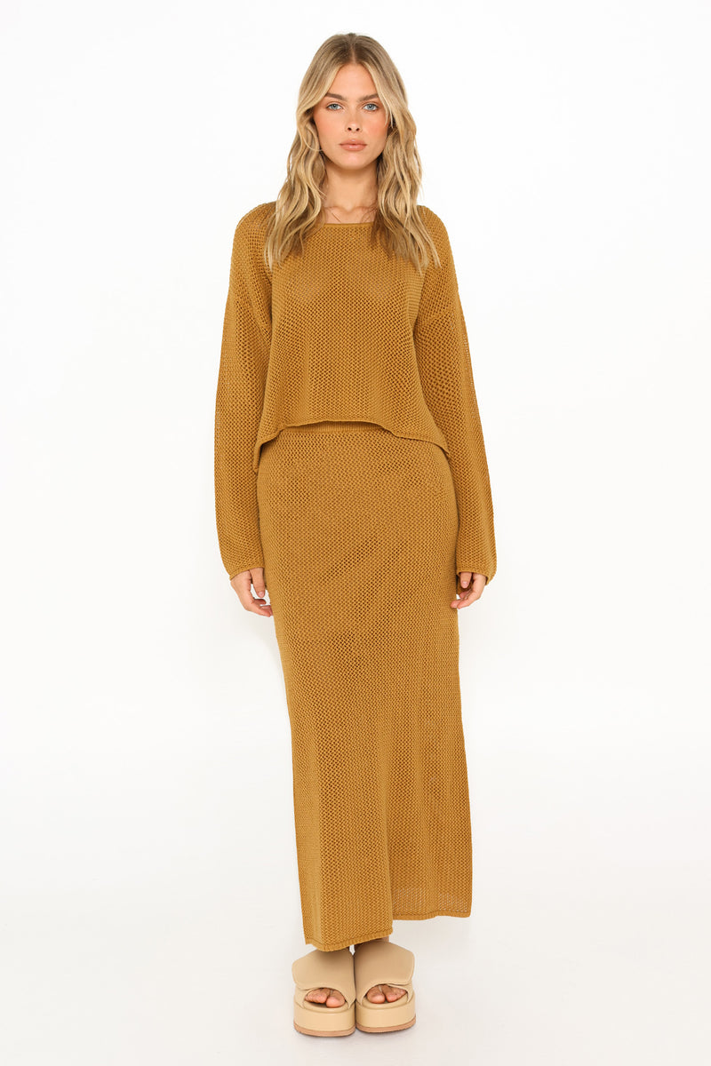 EVERLY KNIT TOP - LIGHT MUSTARD